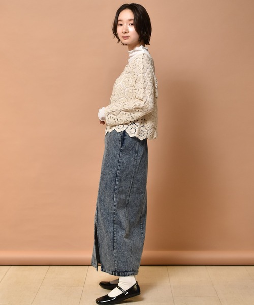 RETRO GIRL（レトロガール）の「カギ針2WAYカーデ（カーディガン/ボレロ・レディース・ブルー/グリーン/ホワイト系その他/オフホワイト・FREE）」の6枚目の写真