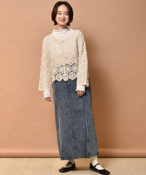 RETRO GIRL（レトロガール）の「カギ針2WAYカーデ（カーディガン/ボレロ・レディース・ブルー/グリーン/ホワイト系その他/オフホワイト・FREE）」の7枚目の写真