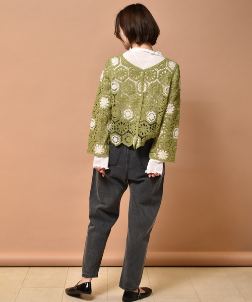 RETRO GIRL（レトロガール）の「カギ針2WAYカーデ（カーディガン/ボレロ・レディース・ブルー/グリーン/ホワイト系その他/オフホワイト・FREE）」の16枚目の写真