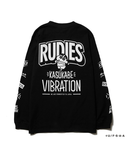 RUDIE'S(ルーディーズ)の「RUDIE'S x CRAYON SHINCHAN KASUKABE VIBRATION LSTEE / ルーディーズ × クレヨンしんちゃん カスカベ バイブレーション ロングスリーブ(Tシャツ/カットソー・メンズ・ブラック/ホワイト・L/S/M/XL/XXL)」の3枚目の写真