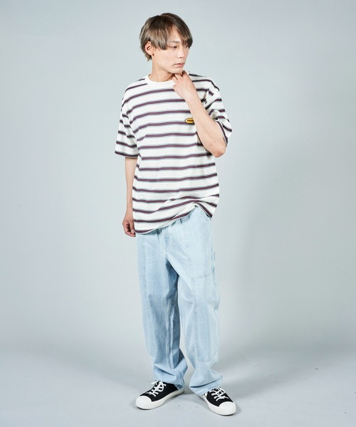 VISION STREET WEAR(ヴィジョンストリートウェア)の「【VISION STREET WEAR】ビッグシルエット ワンポイント刺繍 クルーネック ボーダーTシャツ(Tシャツ/カットソー・メンズ・ホワイト/チャコールグレー/ネイビー・MEDIUM/LARGE/X-LARGE)」の15枚目の写真