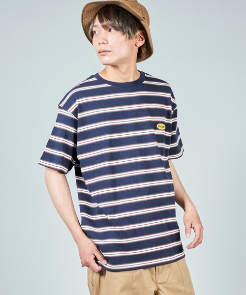 VISION STREET WEAR(ヴィジョンストリートウェア)の「【VISION STREET WEAR】ビッグシルエット ワンポイント刺繍 クルーネック ボーダーTシャツ(Tシャツ/カットソー・メンズ・ホワイト/チャコールグレー/ネイビー・MEDIUM/LARGE/X-LARGE)」の10枚目の写真