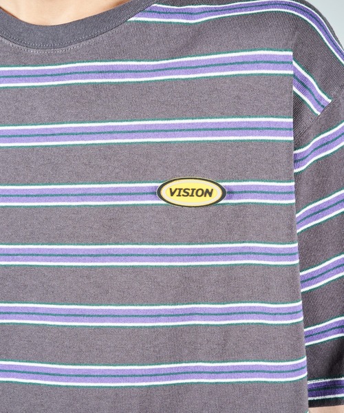 VISION STREET WEAR(ヴィジョンストリートウェア)の「【VISION STREET WEAR】ビッグシルエット ワンポイント刺繍 クルーネック ボーダーTシャツ(Tシャツ/カットソー・メンズ・ホワイト/チャコールグレー/ネイビー・MEDIUM/LARGE/X-LARGE)」の6枚目の写真