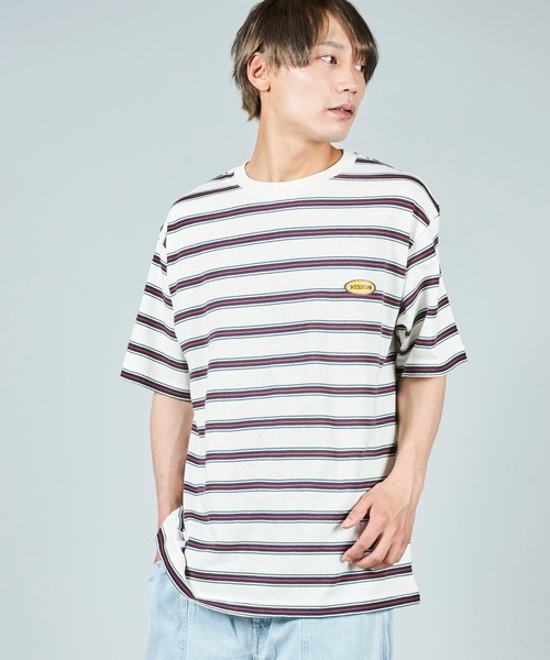VISION STREET WEAR(ヴィジョンストリートウェア)の「【VISION STREET WEAR】ビッグシルエット ワンポイント刺繍 クルーネック ボーダーTシャツ(Tシャツ/カットソー・メンズ・ホワイト/チャコールグレー/ネイビー・MEDIUM/LARGE/X-LARGE)」の22枚目の写真