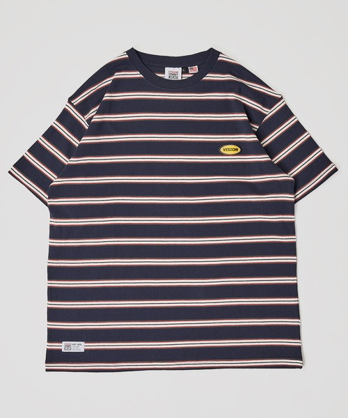 VISION STREET WEAR(ヴィジョンストリートウェア)の「【VISION STREET WEAR】ビッグシルエット ワンポイント刺繍 クルーネック ボーダーTシャツ(Tシャツ/カットソー・メンズ・ホワイト/チャコールグレー/ネイビー・MEDIUM/LARGE/X-LARGE)」の20枚目の写真