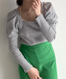 w closet | テレコボーダーボレロライクプルオーバー(Tシャツ/カットソー)