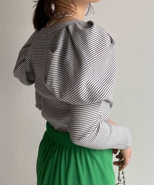 w closet（ダブルクローゼット）の「テレコボーダーボレロライクプルオーバー（Tシャツ/カットソー・レディース・オフホワイト/ピンク/グリーン/イエロー・FREE）」の12枚目の写真