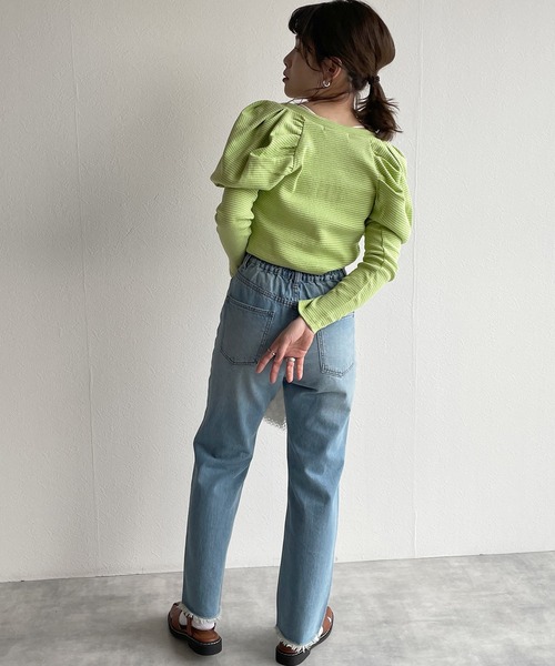 w closet（ダブルクローゼット）の「テレコボーダーボレロライクプルオーバー（Tシャツ/カットソー・レディース・オフホワイト/ピンク/グリーン/イエロー・FREE）」の13枚目の写真