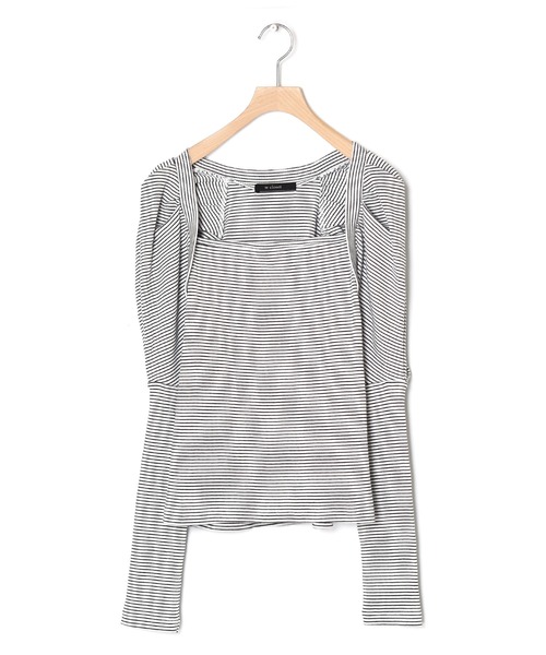 w closet（ダブルクローゼット）の「テレコボーダーボレロライクプルオーバー（Tシャツ/カットソー・レディース・オフホワイト/ピンク/グリーン/イエロー・FREE）」の11枚目の写真