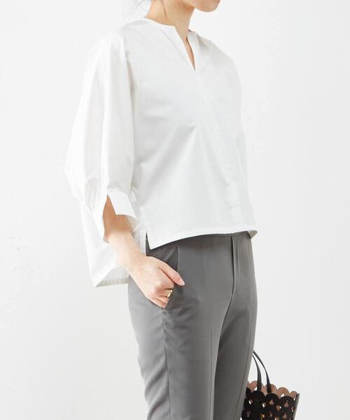 martinique(マルティニーク)の「l'heritage martinique/オーガニックコットンサテンブラウス(シャツ/ブラウス・レディース・オフホワイト/オレンジ/サンドベージュ・FREE)」の2枚目の写真