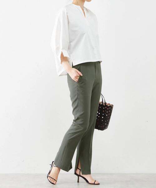 martinique(マルティニーク)の「l'heritage martinique/オーガニックコットンサテンブラウス(シャツ/ブラウス・レディース・オフホワイト/オレンジ/サンドベージュ・FREE)」の7枚目の写真