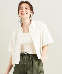 【WEB限定】by カットワークレース ワイドシャツ -ウォッシャブル-