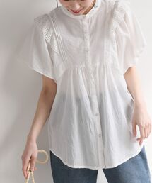 rps | バンドカラー肩フリルブラウス(シャツ/ブラウス)