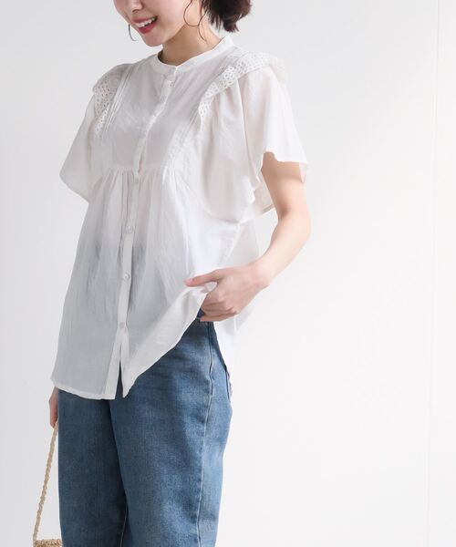 rps（アールピーエス）の「バンドカラー肩フリルブラウス（シャツ/ブラウス・レディース・オフホワイト/ブラック・M/フリー）」の16枚目の写真