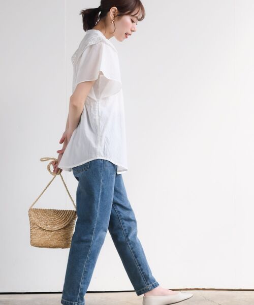 rps（アールピーエス）の「バンドカラー肩フリルブラウス（シャツ/ブラウス・レディース・オフホワイト/ブラック・M/フリー）」の14枚目の写真