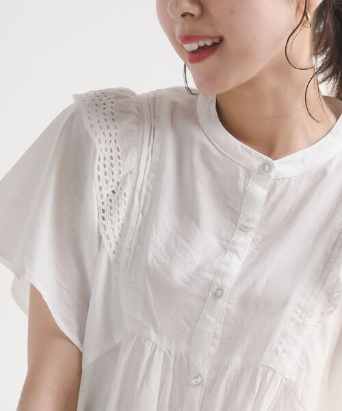 rps（アールピーエス）の「バンドカラー肩フリルブラウス（シャツ/ブラウス・レディース・オフホワイト/ブラック・M/フリー）」の3枚目の写真