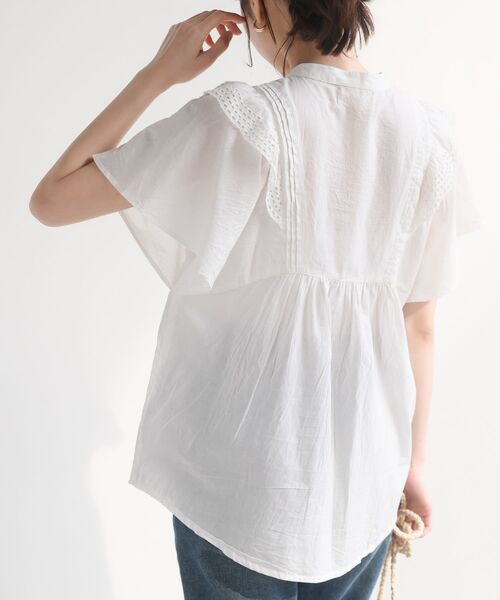 rps（アールピーエス）の「バンドカラー肩フリルブラウス（シャツ/ブラウス・レディース・オフホワイト/ブラック・M/フリー）」の10枚目の写真