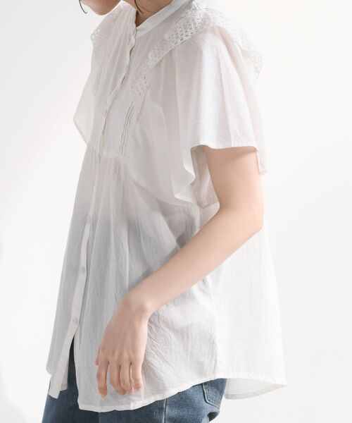 rps（アールピーエス）の「バンドカラー肩フリルブラウス（シャツ/ブラウス・レディース・オフホワイト/ブラック・M/フリー）」の12枚目の写真