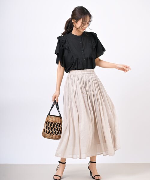 rps（アールピーエス）の「バンドカラー肩フリルブラウス（シャツ/ブラウス・レディース・オフホワイト/ブラック・M/フリー）」の15枚目の写真