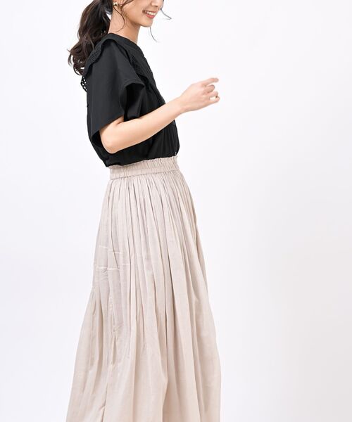 rps（アールピーエス）の「バンドカラー肩フリルブラウス（シャツ/ブラウス・レディース・オフホワイト/ブラック・M/フリー）」の11枚目の写真