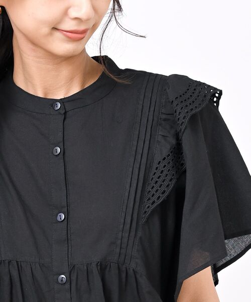 rps（アールピーエス）の「バンドカラー肩フリルブラウス（シャツ/ブラウス・レディース・オフホワイト/ブラック・M/フリー）」の13枚目の写真