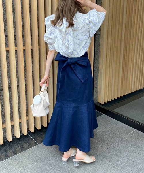 one after another NICE CLAUP（ワンアフターアナザーナイスクラップ）の「Backリボンマーメイドスカート（スカート・レディース・ブラック/モカ/ネイビー/イエロー・SMALL/MEDIUM）」の16枚目の写真