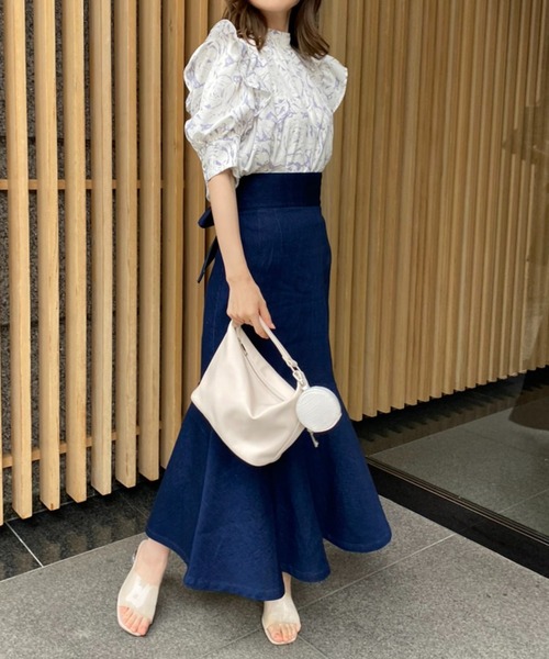 one after another NICE CLAUP（ワンアフターアナザーナイスクラップ）の「Backリボンマーメイドスカート（スカート・レディース・ブラック/モカ/ネイビー/イエロー・SMALL/MEDIUM）」の15枚目の写真