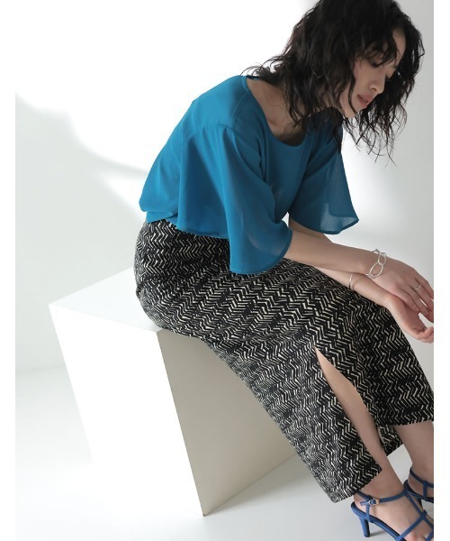 Re:EDIT(リエディ)の「エスニックパターンスリットタイトスカート(スカート・レディース・ブラック/キャメル・SHORT/LARGE/MEDIUM)」の5枚目の写真