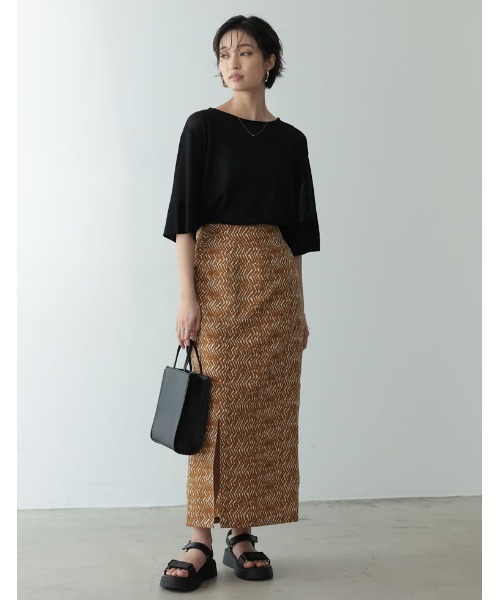 Re:EDIT(リエディ)の「エスニックパターンスリットタイトスカート(スカート・レディース・ブラック/キャメル・SHORT/LARGE/MEDIUM)」の11枚目の写真