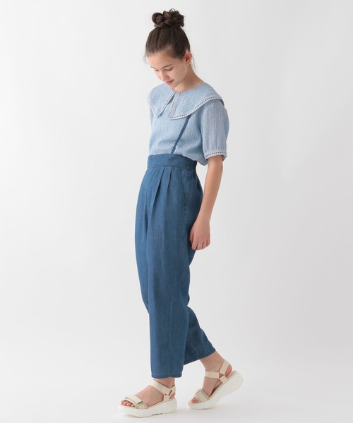 GLOBAL WORK(グローバルワーク)の「大人見えサスツキデニムパンツ/AND YUA ANY/274021(デニムパンツ・キッズ・ネイビー/ブルー・150cm/160cm)」の3枚目の写真