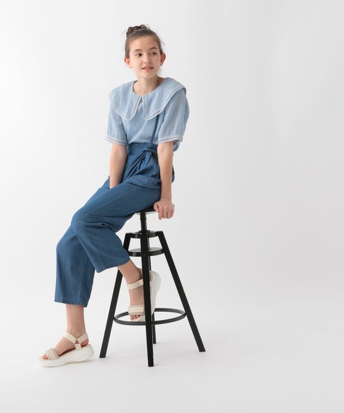 GLOBAL WORK(グローバルワーク)の「大人見えサスツキデニムパンツ/AND YUA ANY/274021(デニムパンツ・キッズ・ネイビー/ブルー・150cm/160cm)」の4枚目の写真