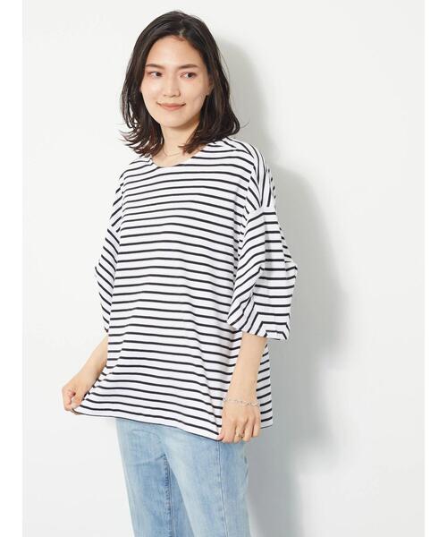 AMERICAN HOLIC（アメリカンホリック）の「袖コンシャスボーダーカットプルオーバー（Tシャツ/カットソー・レディース・ブラック/オフホワイト/グリーン/その他7/ブラック系その他4・M/L）」の22枚目の写真