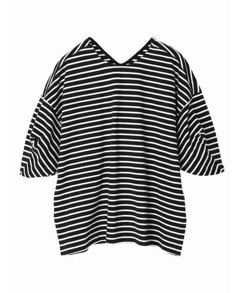 AMERICAN HOLIC（アメリカンホリック）の「袖コンシャスボーダーカットプルオーバー（Tシャツ/カットソー・レディース・ブラック/オフホワイト/グリーン/その他7/ブラック系その他4・M/L）」の9枚目の写真