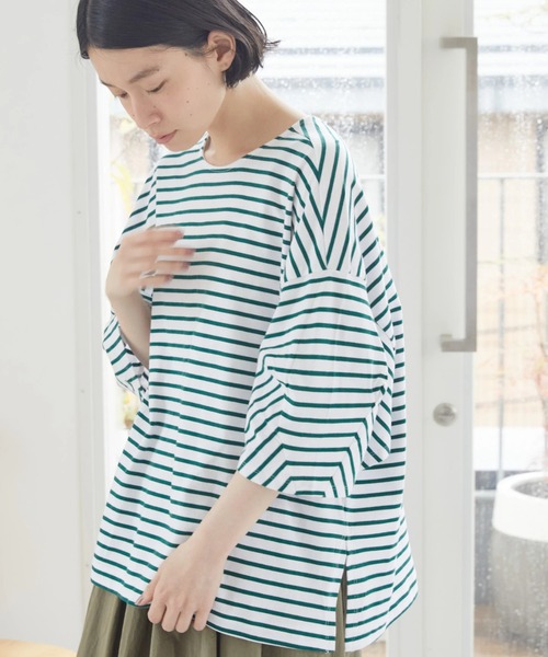 AMERICAN HOLIC（アメリカンホリック）の「袖コンシャスボーダーカットプルオーバー（Tシャツ/カットソー・レディース・ブラック/オフホワイト/グリーン/その他7/ブラック系その他4・M/L）」の5枚目の写真