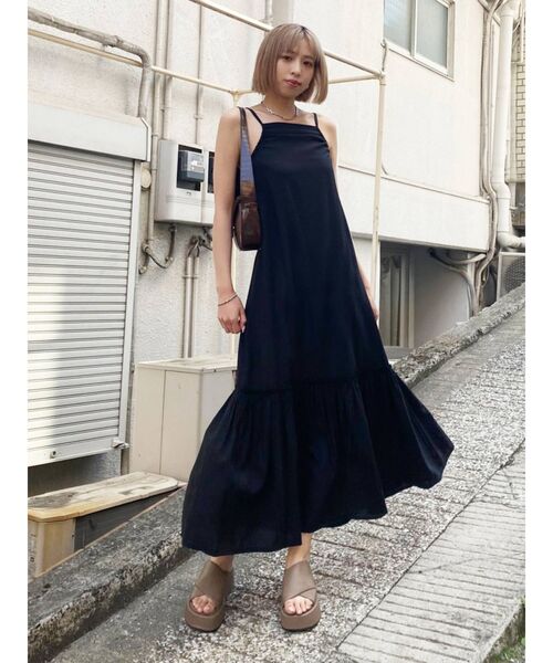 EMODA（エモダ）の「【WEB限定】ティアードマキシキャミワンピース（ワンピース・レディース・ブラック/ピンク/アイボリー・FREE）」の12枚目の写真