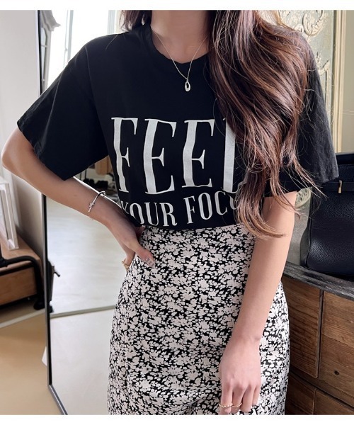 NANING9(ナンニング)の「NANING9 メッセージプリントレギュラーフィットTシャツ(Tシャツ/カットソー・レディース・ホワイト/ブラック/グレー・FREE)」の10枚目の写真