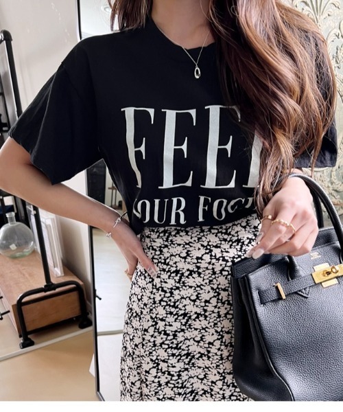 NANING9(ナンニング)の「NANING9 メッセージプリントレギュラーフィットTシャツ(Tシャツ/カットソー・レディース・ホワイト/ブラック/グレー・FREE)」の15枚目の写真