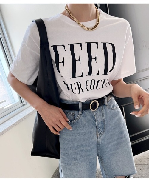 NANING9(ナンニング)の「NANING9 メッセージプリントレギュラーフィットTシャツ(Tシャツ/カットソー・レディース・ホワイト/ブラック/グレー・FREE)」の20枚目の写真