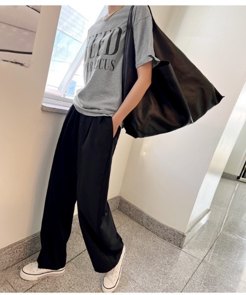 NANING9(ナンニング)の「NANING9 メッセージプリントレギュラーフィットTシャツ(Tシャツ/カットソー・レディース・ホワイト/ブラック/グレー・FREE)」の21枚目の写真