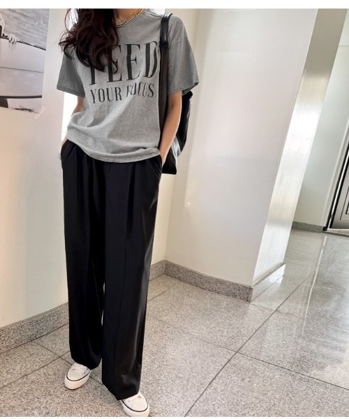 NANING9(ナンニング)の「NANING9 メッセージプリントレギュラーフィットTシャツ(Tシャツ/カットソー・レディース・ホワイト/ブラック/グレー・FREE)」の11枚目の写真