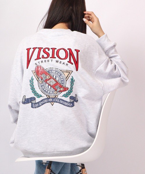 VISION STREET WEAR(ヴィジョンストリートウェア)の「VISION STREET WEAR リブラインアーチロゴワッペン/スケボー刺繍 トレーナー(スウェット・メンズ・ライトグレー/ブラック/パープル/ブラウン/グリーン/グレー系その他/チャコール・LL/M/L)」の4枚目の写真