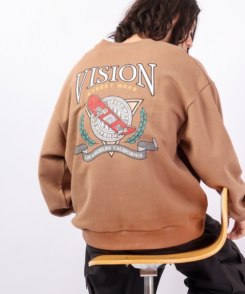 VISION STREET WEAR(ヴィジョンストリートウェア)の「VISION STREET WEAR リブラインアーチロゴワッペン/スケボー刺繍 トレーナー(スウェット・メンズ・ライトグレー/ブラック/パープル/ブラウン/グリーン/グレー系その他/チャコール・LL/M/L)」の5枚目の写真