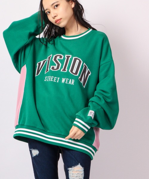 VISION STREET WEAR(ヴィジョンストリートウェア)の「VISION STREET WEAR リブラインアーチロゴワッペン/スケボー刺繍 トレーナー(スウェット・メンズ・ライトグレー/ブラック/パープル/ブラウン/グリーン/グレー系その他/チャコール・LL/M/L)」の6枚目の写真