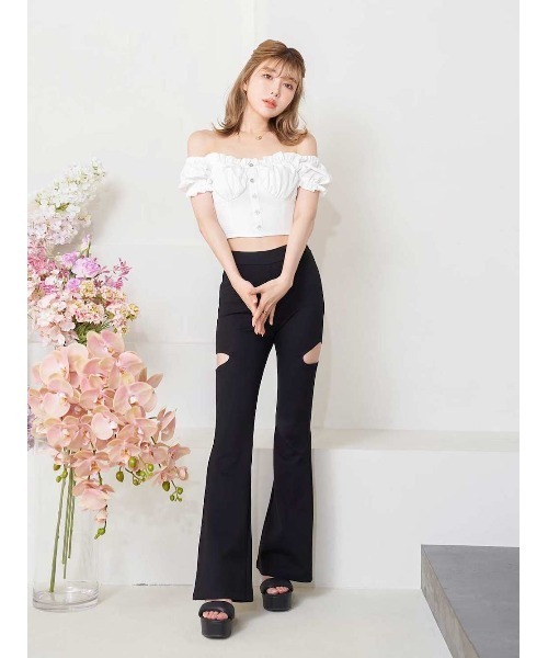 Darich(ダーリッチ)の「コットンライクフリルオフショルトップス(Tシャツ/カットソー・レディース・ホワイト/ブラック/ピンク・FREE)」の14枚目の写真
