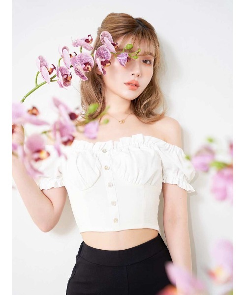 セール】コットンライクフリルオフショルトップス（Tシャツ/カットソー