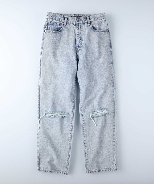 HONEYSUCKLE ROSE(ハニーサックルローズ)の「【HONEYSUCKLE ROSE】ダメージテーパードデニムパンツ(デニムパンツ・レディース・ブラック/ライトインディゴブルー・M/L/S)」の9枚目の写真