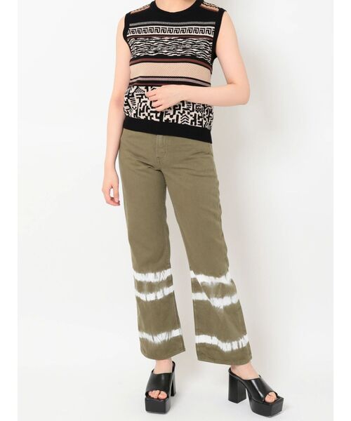 EVRIS（エヴリス）の「ブリーチカラーデニムパンツ（デニムパンツ・レディース・カーキ/マスタード・SMALL/MEDIUM）」の5枚目の写真