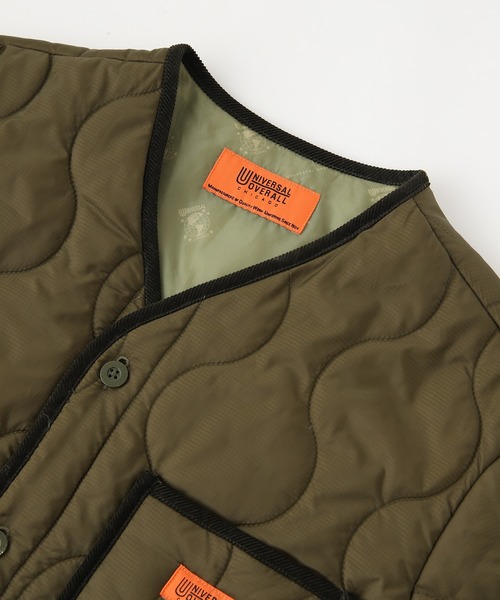 UNIVERSAL OVERALL（ユニバーサルオーバーオール）の「【UNIVERSAL OVERALL】QUILT RIP STOP COAT / キルティング中綿ノーカラーコート（ノーカラーコート・レディース・ブラック/オリーブ/オフホワイト・SMALL/MEDIUM/LARGE）」の5枚目の写真
