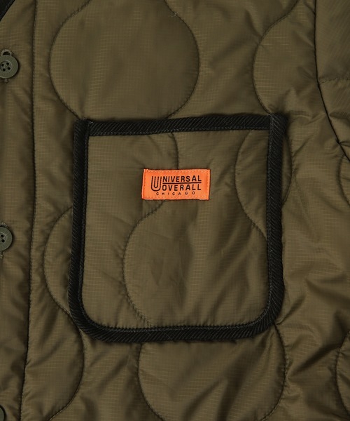 UNIVERSAL OVERALL（ユニバーサルオーバーオール）の「【UNIVERSAL OVERALL】QUILT RIP STOP COAT / キルティング中綿ノーカラーコート（ノーカラーコート・レディース・ブラック/オリーブ/オフホワイト・SMALL/MEDIUM/LARGE）」の11枚目の写真