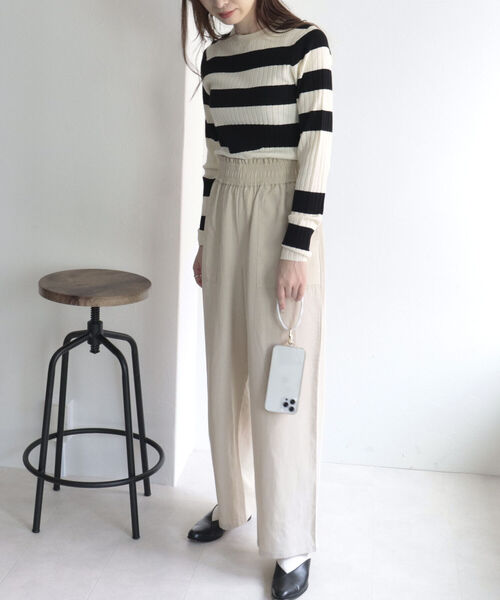 fredy emue（フレディエミュ）の「変形ボーダーリブニット（ニット/セーター・レディース・ブルー系その他/ホワイト系その他/グリーン系その他/ピンク系その他・38）」の8枚目の写真